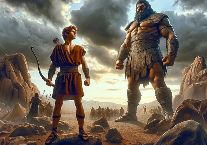 David steht vor Goliath