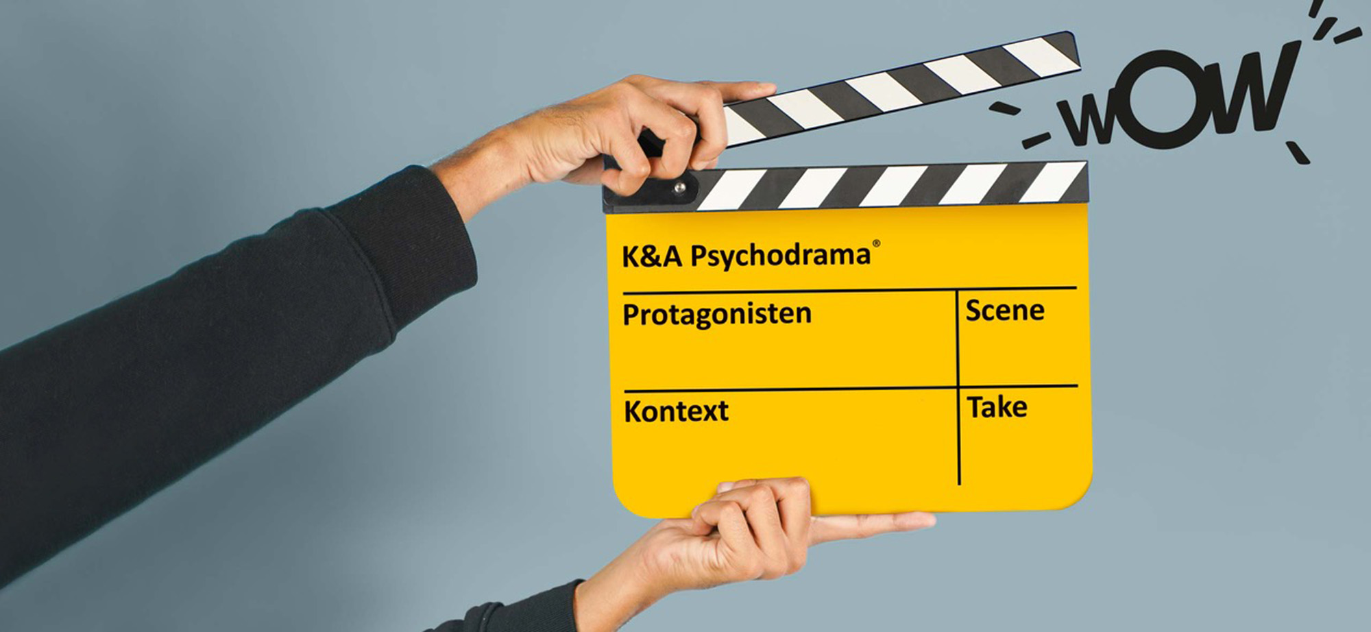 Filmklappe mit Aufschrift "K&A HCP Psychodrama"