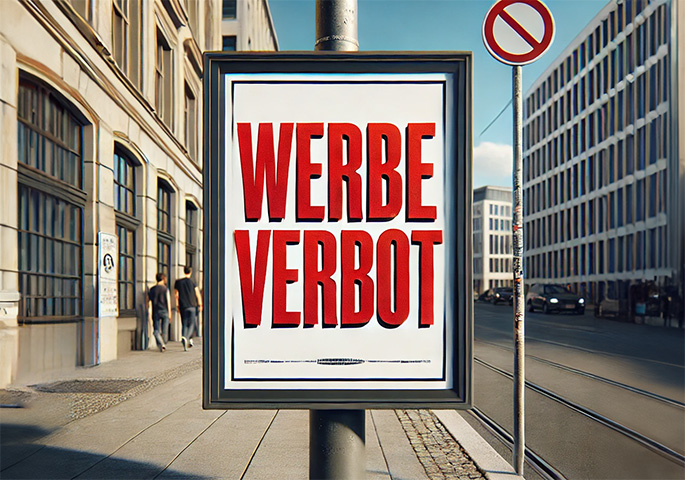 Plakat mit Aufschrift WERBEVERBOT