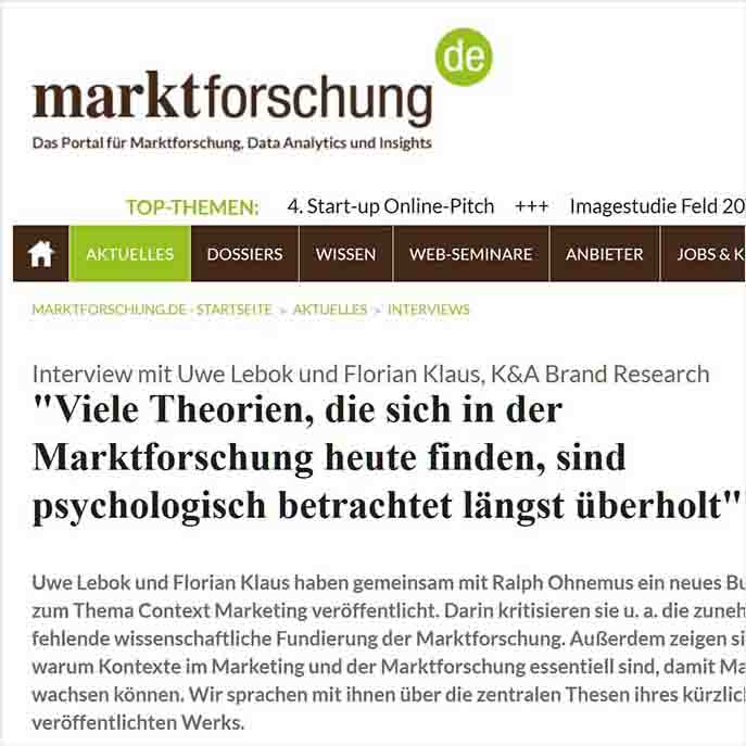 Screenshot Interview auf marktforschung.de